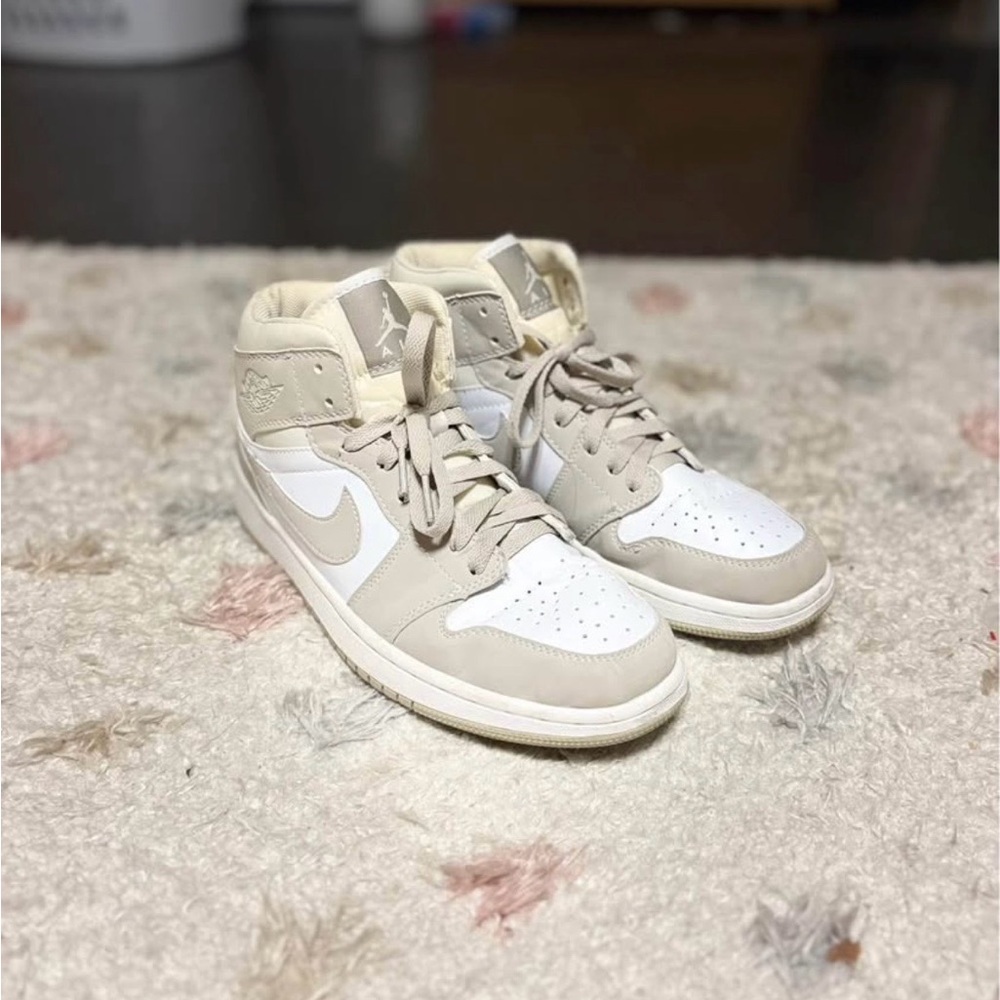 Air Jordan High-Top Sneakers in White and Beige